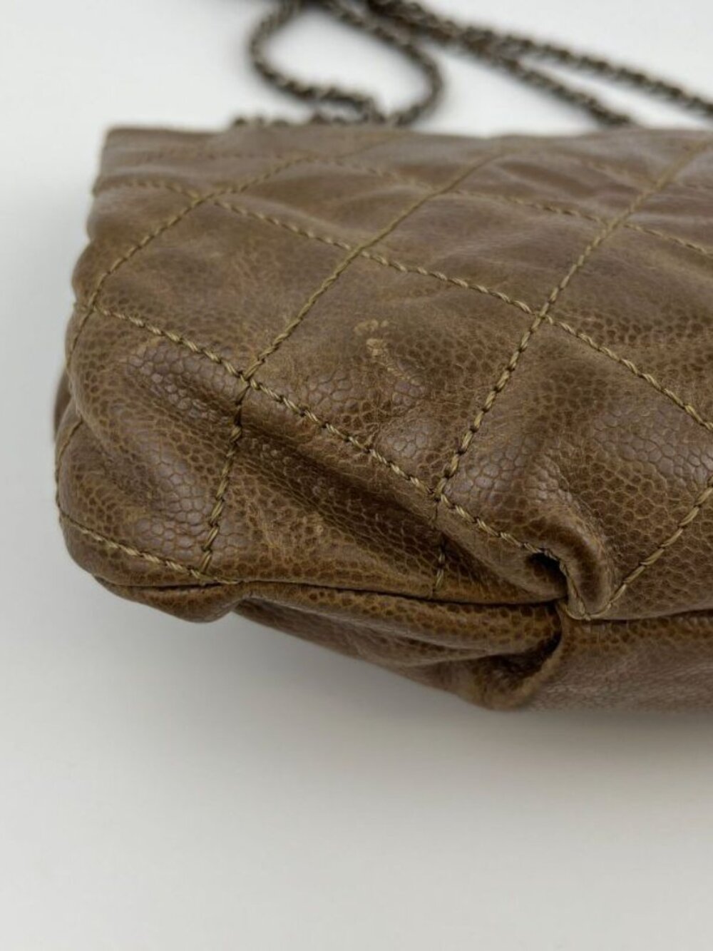 ★SOLD★ Chanel CC Logo Quilted Chain Shoulder Bag Brown Caviar Leather Vintage - Picture 11 of 16